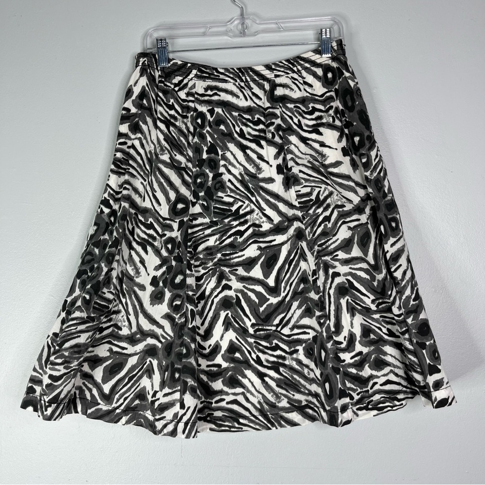 Additions By Chicos Skirt Women’s 1 M Black White Printed Cotton Lined A Line - Picture 3 of 12